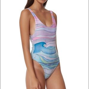 Mara Hoffman One Piece Swimsuit in Waves print size XS
